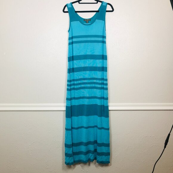 Tommy Bahama Blue and Aqua Scoop Neck Striped Knit Maxi Dress - Picture 1 of 8